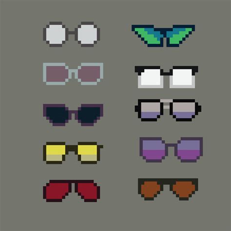 Pixel Art 8 Bit Sunglasses Collections Vector With Solid Color Background 7677668 Vector Art At