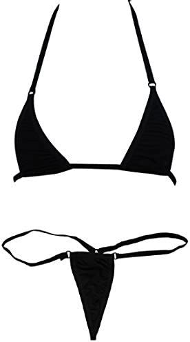 Buy TiaoBug Women Micro G String Bikini 2 Piece Sliding Top Thong Small