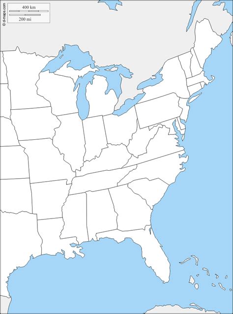 East Coast States Map Map Of The Usa With State Names