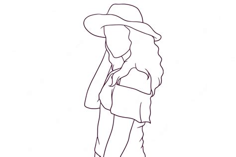 Premium Vector Beautiful Girl Wearing Hat Hand Drawn Style Vector