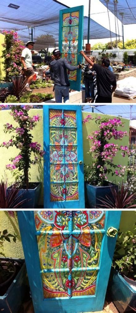 .garden old wooden bench in garden old house in autumn trees red flower in garden fresh daisy in garden orange rose in garden old man in winter hat purple flowers growing in garden door in. Old Door Repurposed Garden Patio 30 New Ideas | Diy door ...