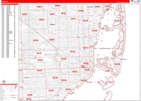 Miami Florida Zip Code Maps Red Line