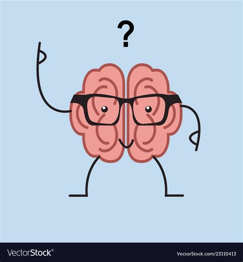 Brain Cartoon With Questions Royalty Free Vector Image