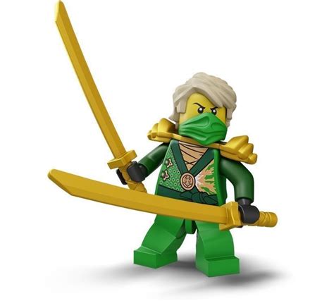 931 Lego Green Ninja Ninjago Lloyd Minifigure With 2 Gold Swords