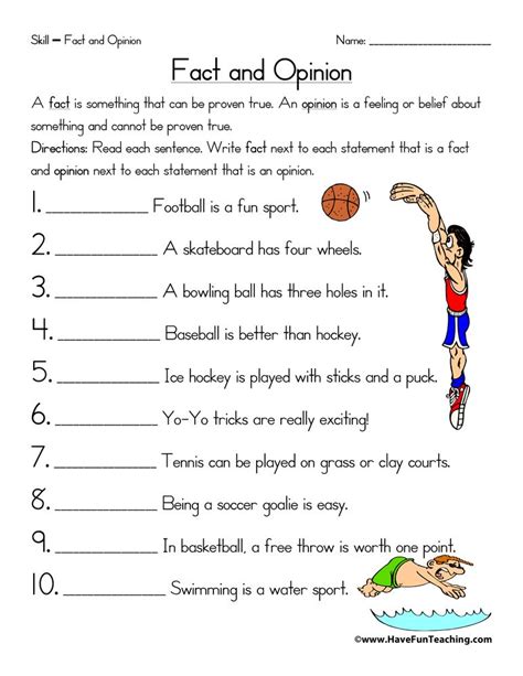 Fact Opinion Worksheet 8th Grade
