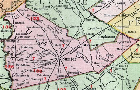 Sumter County South Carolina 1911 Map Rand Mcnally City Of Sumter