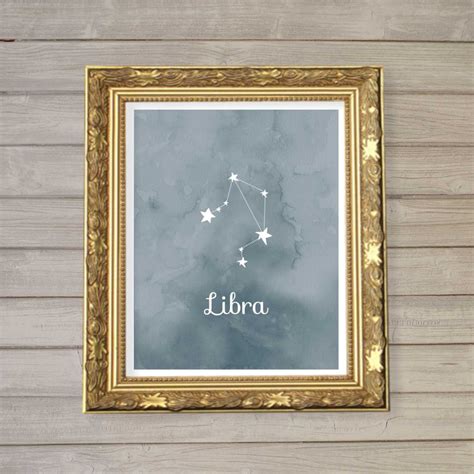 Libra Zodiac Constellation Wall Art Printable 8x10 Instant Etsy Uk