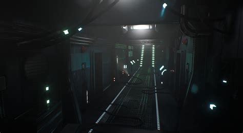 Artstation Spaceship Hallway Game Level