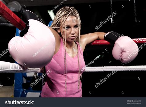 Blonde Girl Corner Boxing Ring Stock Photo 55532398 Shutterstock