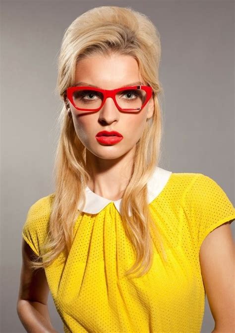 Cherry Red Frames And A Matching Lip Love How It Looks With The Yellow