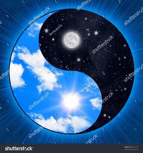 Yin Yang Symbol Clouds Stars Stock Photo Edit Now 94652713