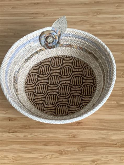 Rope Bowl With Cork Bottom Handcrafted By Lorrie Clothesline Basket
