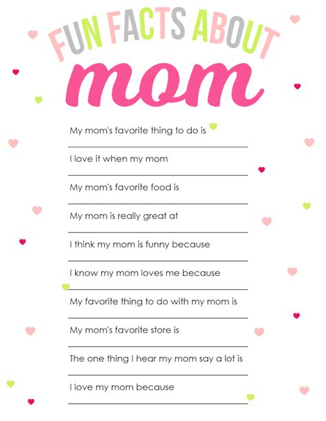 I am 28 years old! Mother's Day Printable: Fun Facts About Mom - The Girl ...