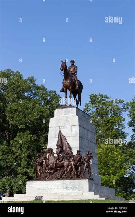 The Virginia State Monument With A Bronze Statue Of General Robert E