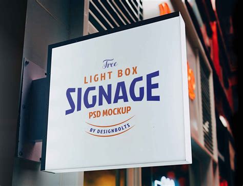 Free Square Light Box Signage Mockup Psd