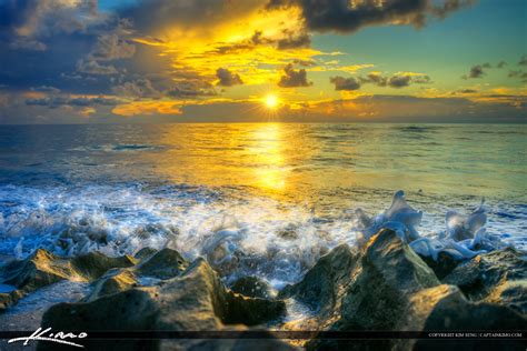 Magical Beach Sunrise Sparkling Ocean Wave Hdr Photography By Captain
