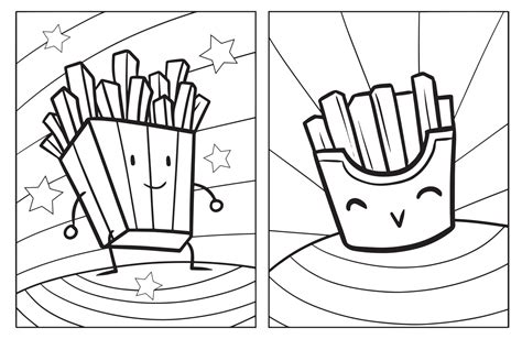 Kawaii French Fries Coloring Pages 4511357 Vector Art At Vecteezy