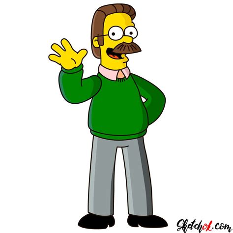 How To Draw Ned Flanders Step By Step Drawing Tutorials Ned Flanders Simpsons Characters