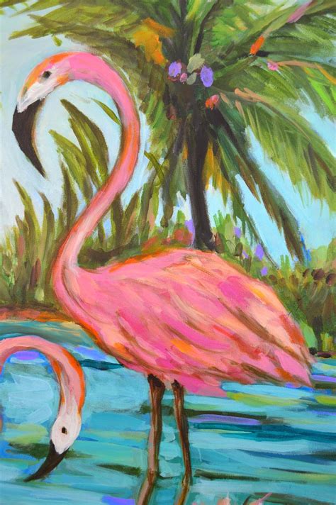 Pink Flamingo Painting By Karen Fields 30 X 30