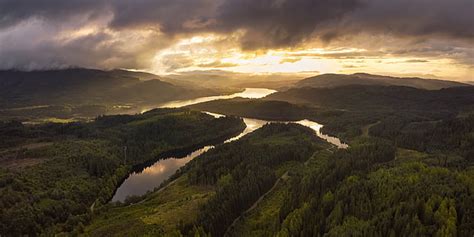 Hd Wallpaper Foggy Forest During Sunset Breaking Dawn Trossachs