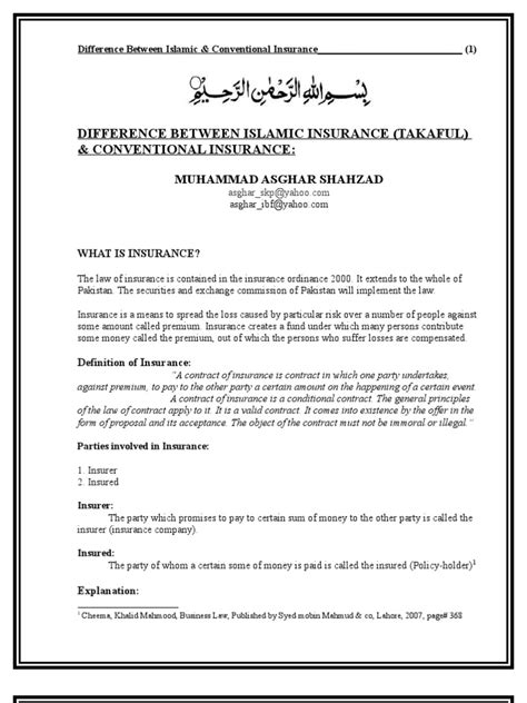 In islam, we have our guidelines to make any transactions or dealings to be shariah compliant. Difference between Islamic and Conventional Insurance ...