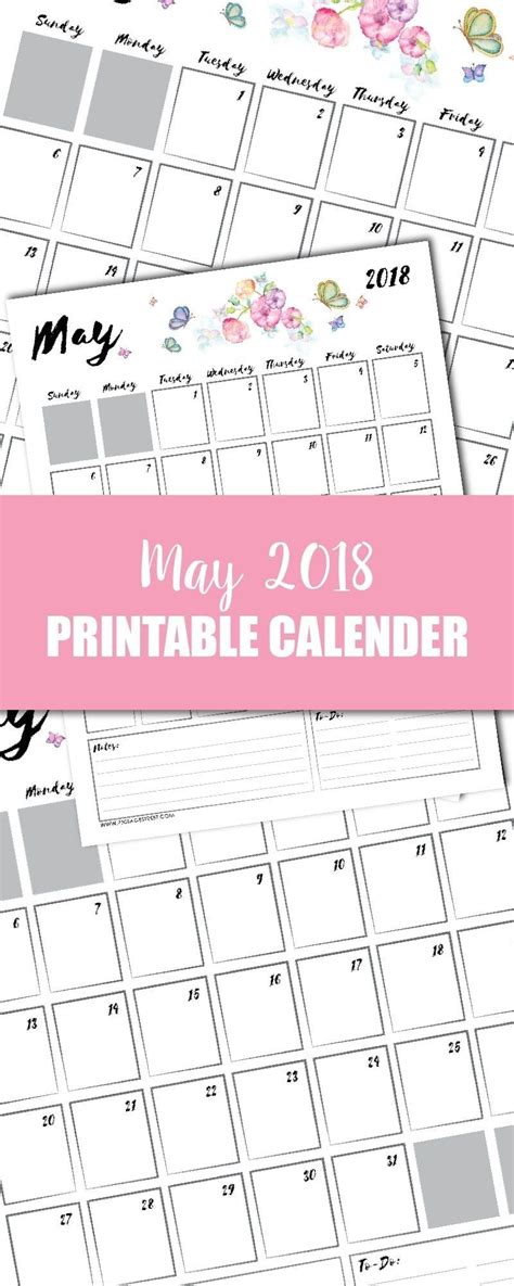 May 2018 Printable Calendar Free Pdf Download 2018 Printable