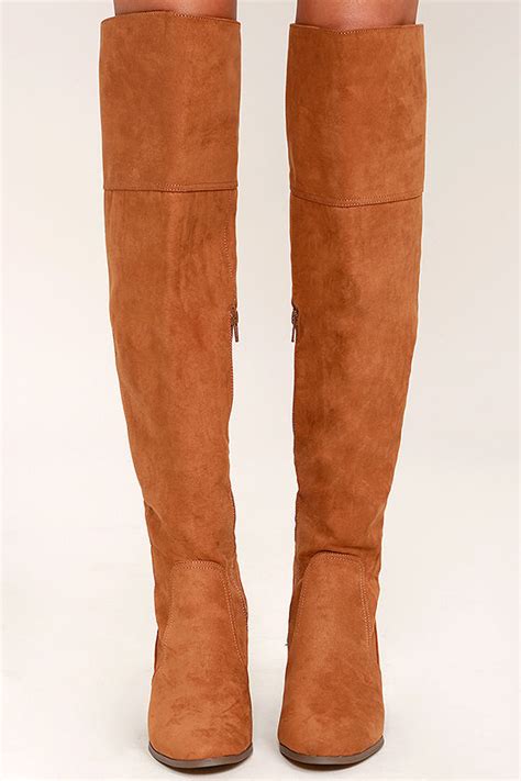 Report Akayla Boots Cognac Suede Boots Over The Knee Boots 9500