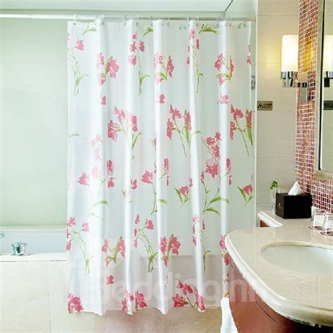 Romantic Sweet Pink Flower Polyester Shower Curtain