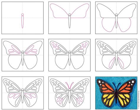 Easy How To Draw A Butterfly Tutorial Video And Butterfly Coloring