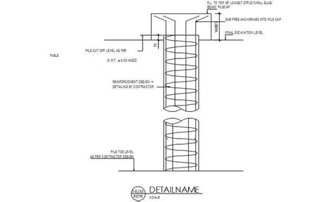 Spiral Pile Foundation Section Details Are Given In This Autocad 2d