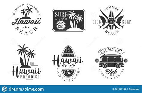Download Surf Club Retro Logo Templates Set, Hawaii Beach Summer ...