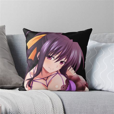 Sexy Himejima Akeno Tits Lewd Boobs Cute High School Dxd Ecchi Hot Hentai Girl Throw Pillow