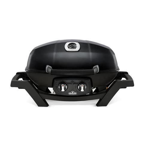 The handles feature a lock for traveling. NAPOLEON 2-Burner Portable Propane Gas Grill in Black ...