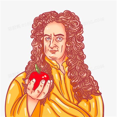 手绘卡牛顿拿着苹果创意免抠素材图片免费下载png素材编号192iw7x09图精灵