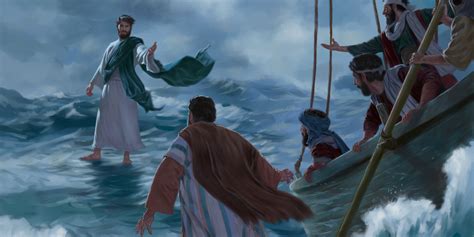 Con Tiempo Amplio Profundidad Jesus Anda Sobre El Mar Calor Negociar Perseo