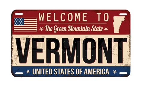 Welcome To Vermont Vintage Rusty License Plate Stock Vector Colourbox