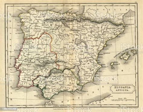 Antique Map Of Hispania Antiqua Ancient Spain Stock Illustration