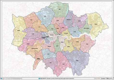 Greater London Authority Boroughs Wall Map Paper Uk