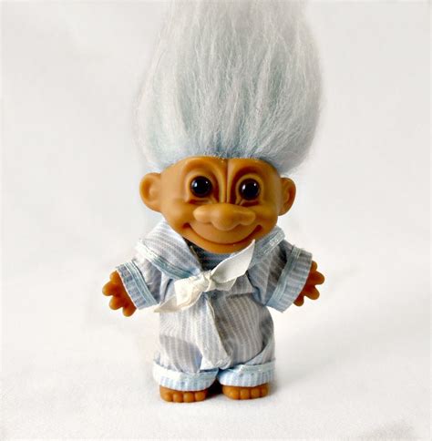 Vintage 1990s Russ Troll Doll Collectible Troll Light Blue