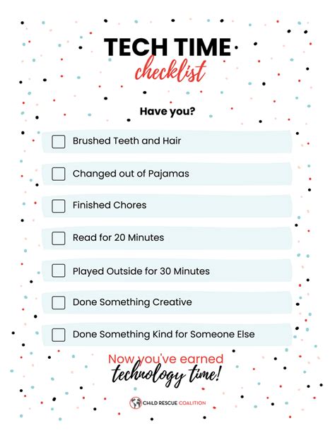 Printable Chore Chart To Earn Screen Time