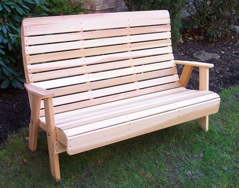 Outdoor garden benches, park benches, outdoor bench, wood benches. Red Cedar Royal Highback Garden Bench