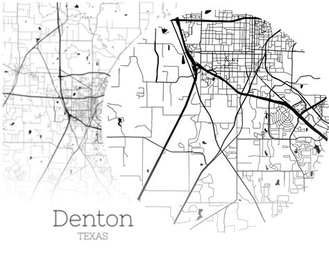 Denton Map Instant Download Denton Texas City Map Printable Etsy