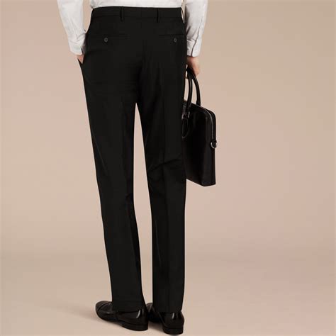 Slim Fit Wool Mohair Trousers In Black Men Burberry United States