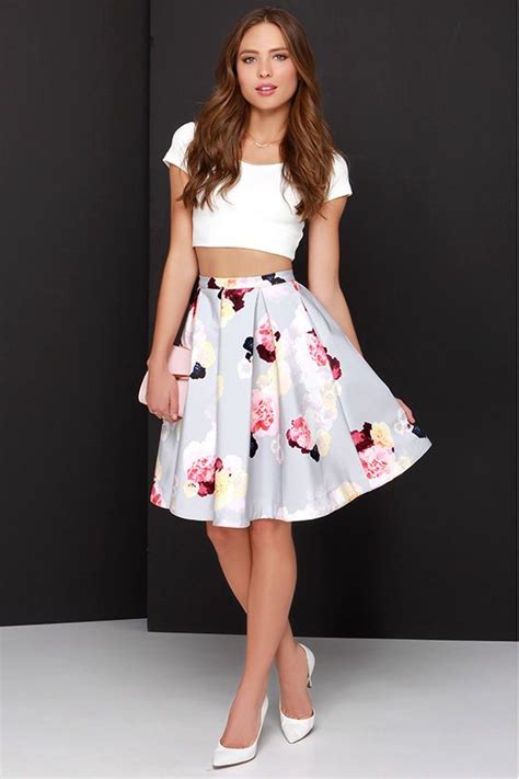 Cute Love This Outfit Floral Print Midi Skirt Fashion Fashion