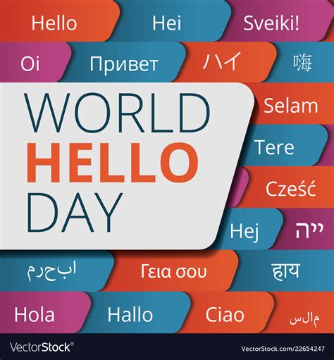World Hello Day Concept Background Cartoon Style Vector Image