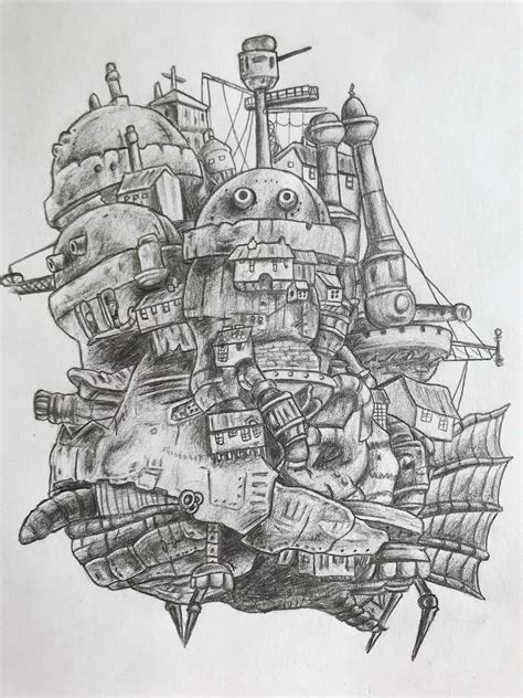 Howls Moving Castle 5x4 Drawing