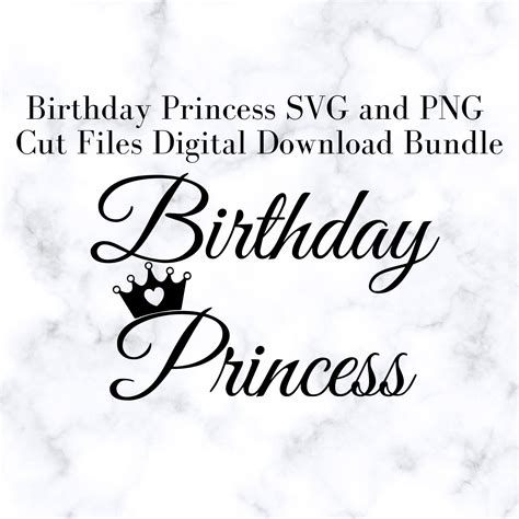 Birthday Princess With Crown Svg And Png Cut Files Digital Etsy