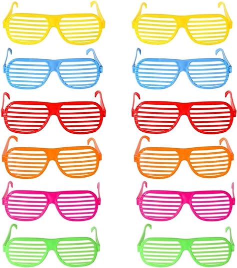 mu mianhua 12 pcs shutter shading glasses 80 s party slotted sunglasses neon color shutter