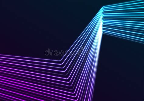 Blue Ultraviolet Neon Curved Lines Abstract Futuristic Geometric