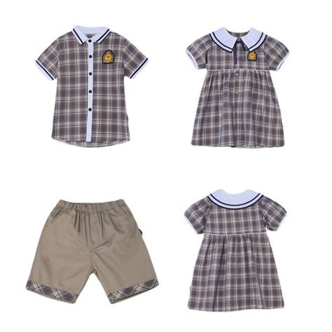 Plaid Kindergarten Performance Clothing Short Sleeved British Student